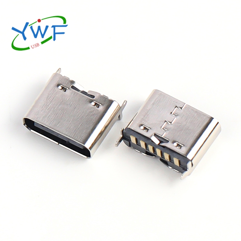 TYPE C母座 6P单排直立式SMT H=6.5