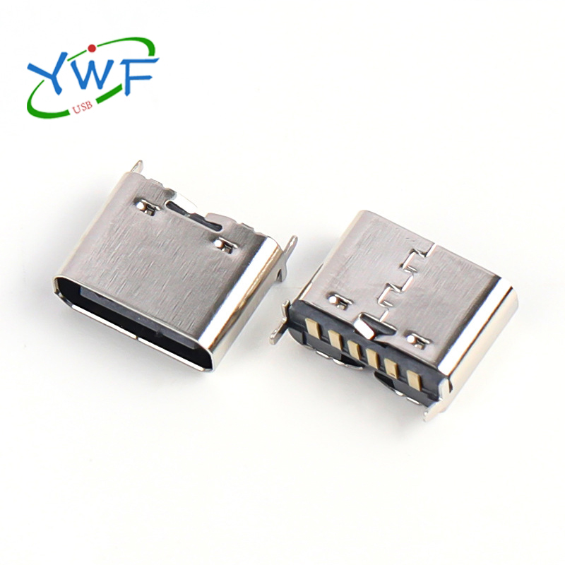 TYPE C母座 6P单排直立式SMT H=6.5