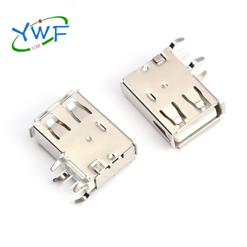 USB A/F 90&deg;加盖侧插 弯脚母座